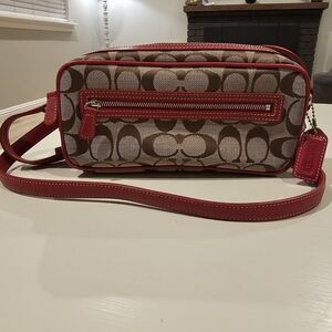 Vintage Coach Red and Brown Crossbody Bag